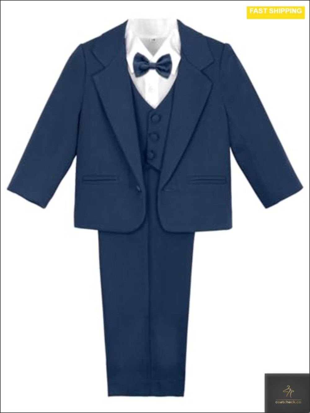 Baby Boys 5-Piece Tuxedo Set Jacket Shirt Vest Pants Bowtie Wedding Formal 6M-3T